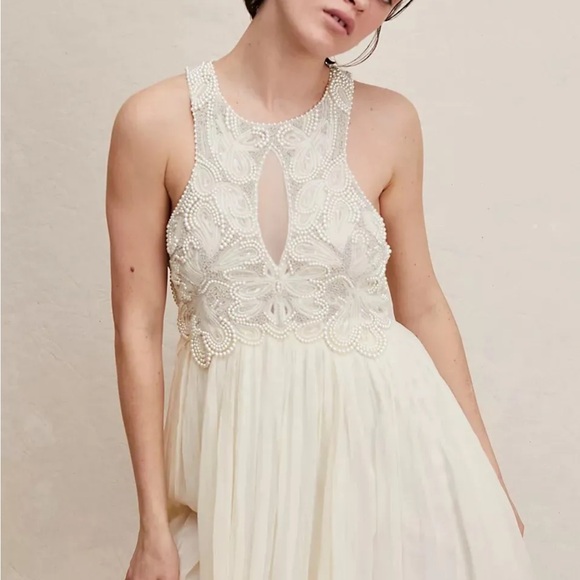 NWT Free People Pearly Embellished Mini Halter Dress Size 2 - Picture 8 of 12